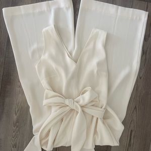 J.Crew V Neck Wide Leg Ivory Jumpsuit